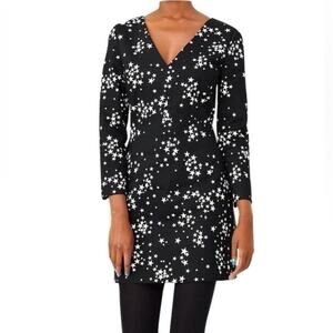 Kate Spade Saturday Dress Womens 00 Black NWT V-Neck Stitch Star Cluster Whimsy